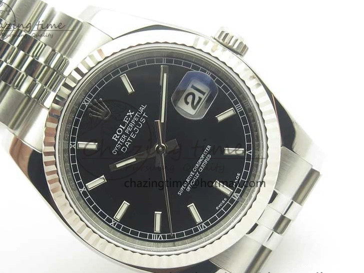 Good Copy Rolex Watches ARF 116234 1:1 DateJust 904L Markers Black SS Minimalist V 904L on 36 Jubilee Bracelet Sticks SS Dial 3374 Best SA3135 Edition 0113